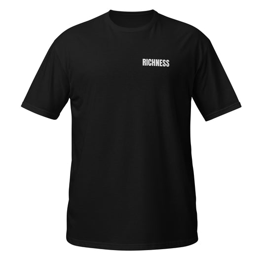 Short-Sleeve Unisex T-Shirt "RICHNESS, BECKSIDE" black